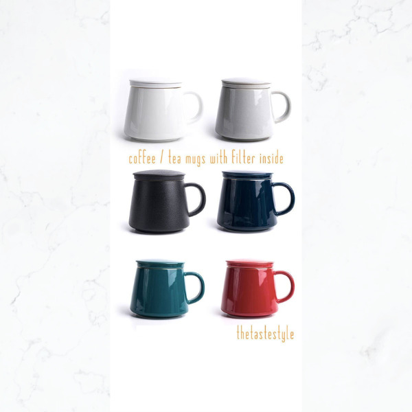 image of six colorful ceramic mugs